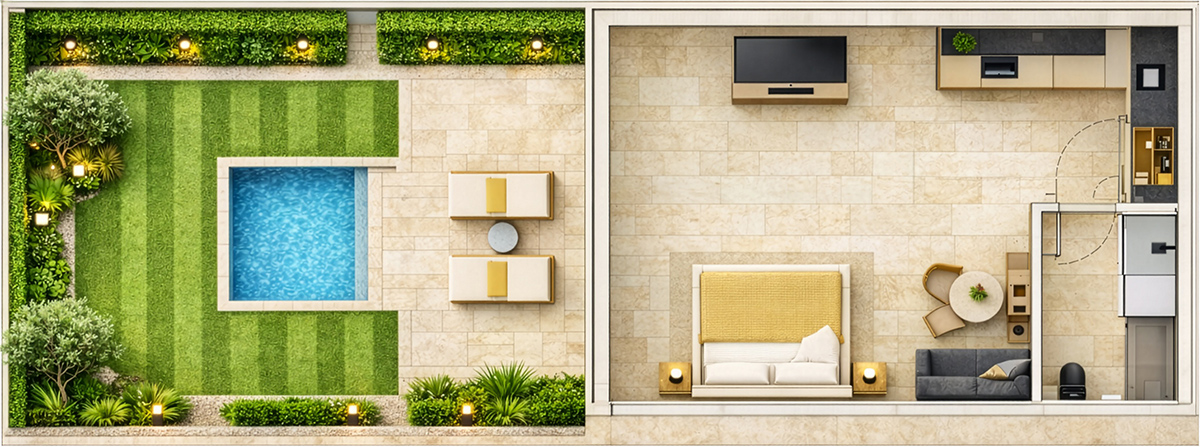 Junior Suite Private Garden with Jacuzzi plan